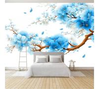 Wall Mural Minimalist Floral Branch Leaf, Large Panoramic Non-Woven Wallpaper, White Photo Mural for Living Room & Bedroom 200 x 140 cm