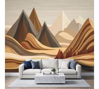 Wall Mural Modern 3D Geometric Wave Mountain Peak Photo Wallpaper, Abstract Relief Non-Woven Wall Mural - Modern Design Decoration Dark Grey Wallpaper for Living Room Kids Bedroom - 500W x 280H cm