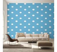 Wall Mural Modern Blue White Dot Wallpaper - Geometric Circles Polka Dot Photo Wallpaper for Living Room Bedroom, Non-Woven Blue White Wall Paper Home Decor Art 150x105 cm w6g30