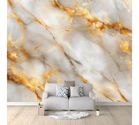 Wall Mural Modern Natural Marble Texture Light Grey Photo Non-Woven Wallpaper Wall Covering 350 x 256 cm, Decor for Living Room Bedroom, Dorm Home Office Decoration