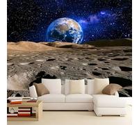 Wall Mural Moon Starry Sky 350x256 cm Photo Wallpaper, 3D Print Non-Woven Large Poster Mural for Living Room Bedroom TV Sofa Background Family Wall Decor
