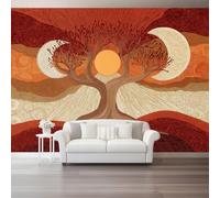 Wall Mural Photo Wallpaper, 3D Art Non-Woven Wall Covering Fantasy Red Ancient Trees Moon Phase Large Decoration Poster for Living Room Bedroom, Non-Woven Covering, 350 X 256 Cm