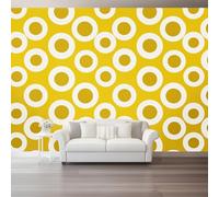 Wall Mural Photo Wallpaper, 3D Art Non-Woven Wall Covering Polka Yellow Circles Background Pattern Large Decoration Poster for Bedroom 400 X 280 Cm