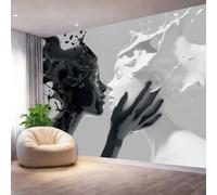 Wall Mural Photo Wallpaper Black White Face Character, Abstract Graphic Wallpaper Mural for Bedroom Lounge Office Wall Covering Decoration Poster 200 x 140 cm (W x H), Non-Woven Premium Art Print