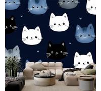 Wall Mural Photo Wallpaper Cartoon Animal cat Head 300x210 cm Modern Poster Mural HD 3D Print Non-Woven Photo Wallpaper, for Living Room Bedroom Kids Room