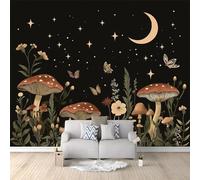 Wall Mural Photo Wallpaper Cartoons Crescent Moon Roses Butterflies 200 x 140 cm Poster Mural HD 3D Print Non-Woven Photo Wallpaper, Modern Living Room Bedroom TV Backdrop Wall Decoration
