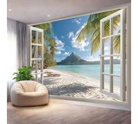 Wall Mural Photo Wallpaper Colorful - Nature Beach Mountains Pattern Poster Non-Woven Wallpaper for Bedroom Living Room Office, 350 x 256 cm Large 3D Art Print Wall Mural Decorative