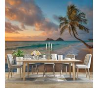 Wall Mural Photo Wallpaper Colorful - Nature Beach Waves Sky Pattern Poster Non-Woven Wallpaper for Bedroom Living Room Office, 350 x 256 cm Large 3D Art Print Wall Mural Decorative