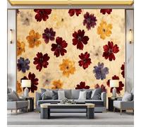 Wall Mural Photo Wallpaper Flowered Stone Surface 350x256 cm Modern Poster Mural HD 3D Print Non-Woven Photo Wallpaper, for Living Room Bedroom Kids Room
