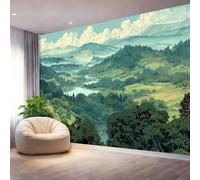 Wall Mural Photo Wallpaper Green - Nature Forest Hills Sky Pattern Poster Non-Woven Wallpaper for Bedroom Living Room Office, 350 x 256 cm Large 3D Art Print Wall Mural Decorative