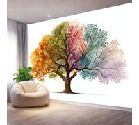 Wall Mural Photo Wallpaper White - Simple Watercolor Large Tree Pattern Poster Non-Woven Wallpaper for Bedroom Living Room Office, 250 x 175 cm Large 3D Art Print Wall Mural Decorative