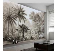 Wall Mural Plant Art Sketching Retro Nature 200x140 cm, High Definition Nature 3D Wallpaper Premium Non-Woven Photo Mural Wall Art Decor for Living Room & Bedroom Wall Covering Black
