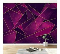 Wall Mural Purple Photo Wallpaper 500W x 280H cm, Luxury Marble Geometric Stripes Non-Woven Mural Wall Art Decoration Poster Picture Design - Wallpaper Modern for Kids Room Living Room Bedroom