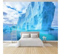 Wall Mural Realistic Marine Landscape Polar Glacier 300 x 210 cm - Premium Non-Woven Large Photo Wallpaper Background, Non-Self-Adhesive Wall Poster Decor for Home Bedroom, Living Room Playroom Blue