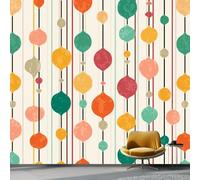Wall Mural Retro Lines Fashion Polka Dots Print Photo Wallpaper, 1 Waterproof Non-Woven Wall Mural Decoration Poster Picture Design 200 x 140 cm (W x H) Mural for Living Room Kids Bedroom