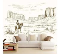 Wall Mural Retro Western Landscape 250x175 cm Photo Wallpaper, 3D Print Non-Woven Large Poster Mural for Living Room Bedroom TV Sofa Background Family Wall Decor