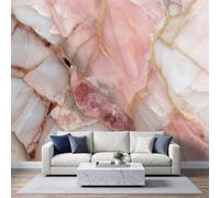 Wall Mural Rose Pink Marble 250 x 175 cm Photo Wallpaper, 3D Non-Woven Wallpaper Scandinavian Light Luxury Poster Mural for Living Room Bedroom TV Sofa Background Family Wall Art Decor