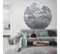 Wall mural round Guido Maria Kretschmer floral exotic grey 2554N-71 (34,54£/1qm)