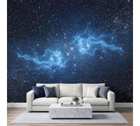 Wall Mural Sci Fi Space Nebula Star Print Photo Wallpaper, Cosmic Starry Sky Non-Woven Mural - Modern Design Decoration Picture Poster Dark Blue Wallpaper for Living Room Kids Bedroom 350W x 256H cm