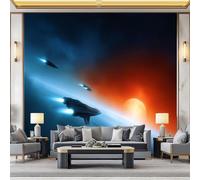 Wall Mural Science Fiction Spaceship 350x256 cm Photo Wallpaper, 3D Print Non-Woven Large Poster Mural for Living Room Bedroom TV Sofa Background Family Wall Decor