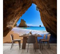 Wall Mural Sea View Rocks 400x280 cm Photo Wallpaper, 3D Print Non-Woven Large Poster Mural for Living Room Bedroom TV Sofa Background Family Wall Decor