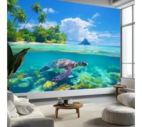 Wall Mural Seascape Tropical Turtle Photo Wallpaper Non-Woven 250x175 cm Wallpaper Roll Mural Wallcoverings for Bedroom Living Room TV Backdrop, Turquoise