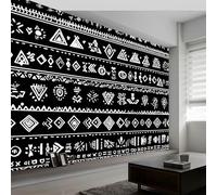 Wall Mural Southwestern Photo Wallpaper 300W x 210H cm, Black White Geometric Stripes Tribal Symbols Mural Wall Art Decoration Poster Picture - Wallpaper Modern for Kids Room Living Room Bedroom