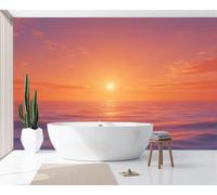 Wall Mural Sunset Scenery Over The Ocean Silk Art Print Wallpaper Decor