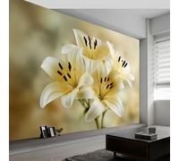 Wall Mural Surrealism Photo Wallpaper 200W x 140H cm, Plants Flowers Stamens White Lilies Non-Woven Mural Wall Art Decoration Poster Picture Design - Wallpaper Modern for Kids Room Living Room Bedroom
