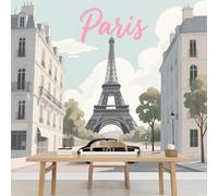 Wall Mural Tower Car Wallpaper Wall Decals City Street Buildings Self-Adhesive Large Poster Paper for Living Room Bedroom Kids Room Motif 826x589cm