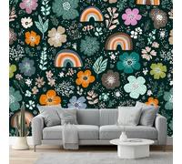 Wall Mural Traditional Bohemian Floral Rainbow Photo Wallpaper 200 x 140 cm Non-Woven Premium Wall Mural for Living Room Kids Bedroom Decoration Poster Green Colorful