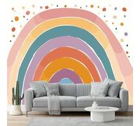 Wall Mural Traditional Childlike Hand-Painted Abstract Photo Wallpaper 350 x 256 cm Non-Woven Premium Wall Mural for Living Room Kids Bedroom Decoration Poster Colorful Warm Colors