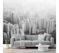 Wall Mural Traditional Cityscape High-Rise Buildings Print Photo Wallpaper 200 x 140 cm Non-Woven Premium Wall Mural for Living Room Kids Bedroom Decoration Poster Black and White Cold Colors
