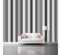 Wall Mural Traditional Gray and White Stripes Simple Geometric Photo Wallpaper 137.8" x 100.8" Non-Woven Premiumfor Living Room Kids Bedroom Decoration Poster Gray White