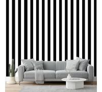 Wall Mural Traditional Minimalist Stripes Classic Geometry Decoration Print Photo Wallpaper 350 x 256 cm Non-Woven Premium Wall Mural for Living Room Kids Bedroom Decoration Poster Black White