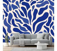 Wall Mural Traditional Modern Art Abstract Texture Geometry Print Photo Wallpaper 400 x 280 cm Non-Woven Premium Wall Mural for Living Room Kids Bedroom Decoration Poster Blue Beige