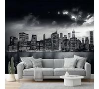 Wall Mural Traditional Night View Architectural Silhouette Documentary Print Photo Wallpaper 350 x 256 cm Non-Woven Premium Wall Mural for Living Room Kids Bedroom Decoration Poster Black White