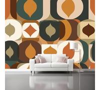 Wall Mural Traditional Retro Geometry Contrasting Colors Art Photo Wallpaper 78.7" x 55.1" Non-Woven Premiumfor Living Room Kids Bedroom Decoration Poster Brown Green