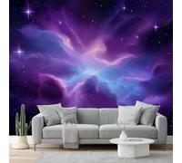 Wall Mural Traditional Universe Nebula Fantasy Photo Wallpaper 200 x 140 cm Non-Woven Premium Wall Mural for Living Room Kids Bedroom Decoration Poster Purple Blue