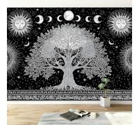 Wall Mural Tree of Life Moon Stars Print Photo Wallpaper, Abstract Art Non-Woven Wall Mural Decoration Poster Picture Design Modern Wallpaper 400W x 280H cm for Living Room Kids Bedroom
