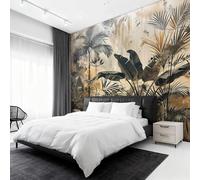 Wall Mural Tropical Leaves Wallpaper - Jungle Plant Palm Tree Photo Wallpaper for Living Room Bedroom, Non-Woven Brown Green Wall Paper Home Decor Art 450x315 cm w6g9