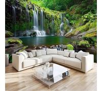 Wall Mural Tropical Rainforest Waterfall Plant, Large Panoramic Non-Woven Wallpaper, Green Photo Mural for Living Room & Bedroom 200 x 140 cm
