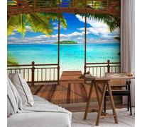 Wall Mural Tropical Seascape 150x105 cm 3D Photo Wallpaper Blue Sea Wallpaper Non-Woven Wall Art Decoration Poster for Bedrooms and Living Room 394-ABC