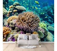 Wall Mural Under The Sea, Jazzy Wallpaper Sea Ocean Fish Coral Reefs Turtle Living Room Wall Paper Quick Home Refresh Transform Your Room Moisture-Resistant 450X315Cm