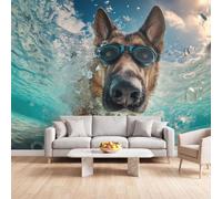 Wall Mural Underwater World Photo Wallpaper Bedroom 500x280 cm | Wallpaper Mural Poster Animal German Shepherd, Wall Art for Living Room, Kids Bedroom, Lounge, Studio, Office Decor