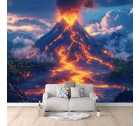 Wall Mural Volcano Eruption, Mural 3D Modern Nature 300X256Cm Quick DIY Creative Poster Modern Photomurals Giant Backdrop Bedroom Living Room Kids Room