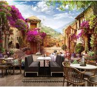 Wall Mural Wallpaper, 3D Retro Building Street Scenery 300(W) X210(H) Cm Self-Adhesive Peel and Stick Wallpaper for Living Room Bedroom Tv Background Office Restaurant Motif Room Wall -8686885