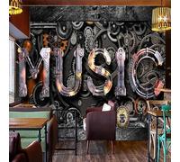 Wall Mural Wallpaper, 3D Retro Nostalgic Metal Graffiti Music 450(W) X315(H) Cm Self-Adhesive Peel and Stick Wallpaper for Living Room Bedroom Tv Background Office Restaurant Motif Room l-157667