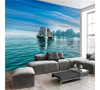 Wall Mural Wallpaper, 3D Sailboat Scenery On The Lake 400(W) X280(H) Cm Self-Adhesive Peel and Stick Wallpaper for Living Room Bedroom Tv Background Office Restaurant Motif Room Wall P-3279576