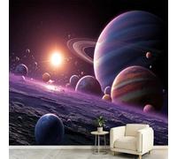 Wall Mural Wallpaper 3D Space Universe 400 x 280 cm Non-Woven Panoramic Custom Photo Wallpaper Poster for Living Room Children's Room & Corridor Bedroom - Starry Sky Planets Nebula Celestial Bodies